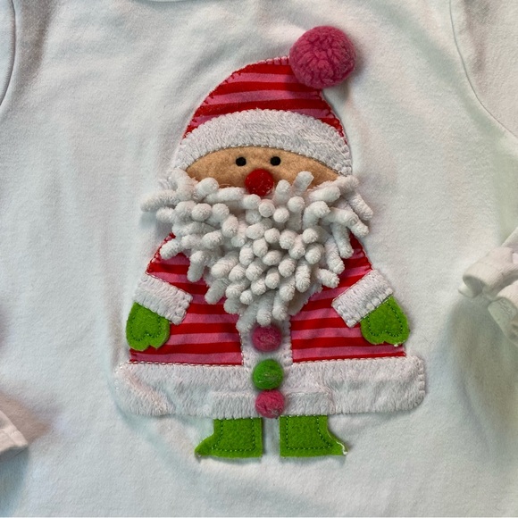 Mud Pie 4T Long Sleeve White Appliqué Santa Shirt - Picture 2 of 5